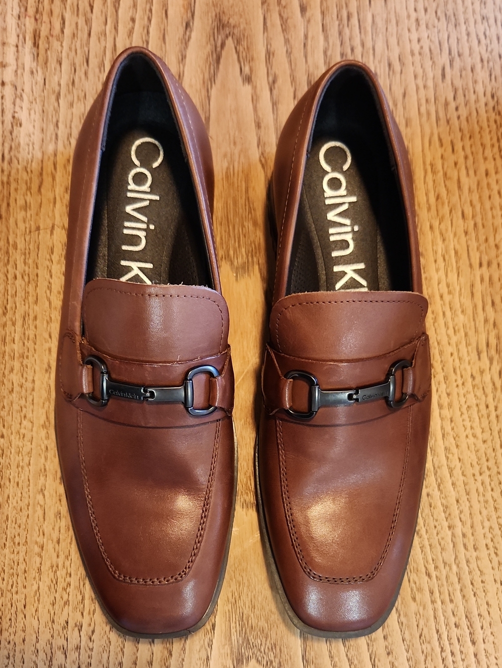 Calvin Klein Men’s Bronw Leather Bit Slip-On Loafers